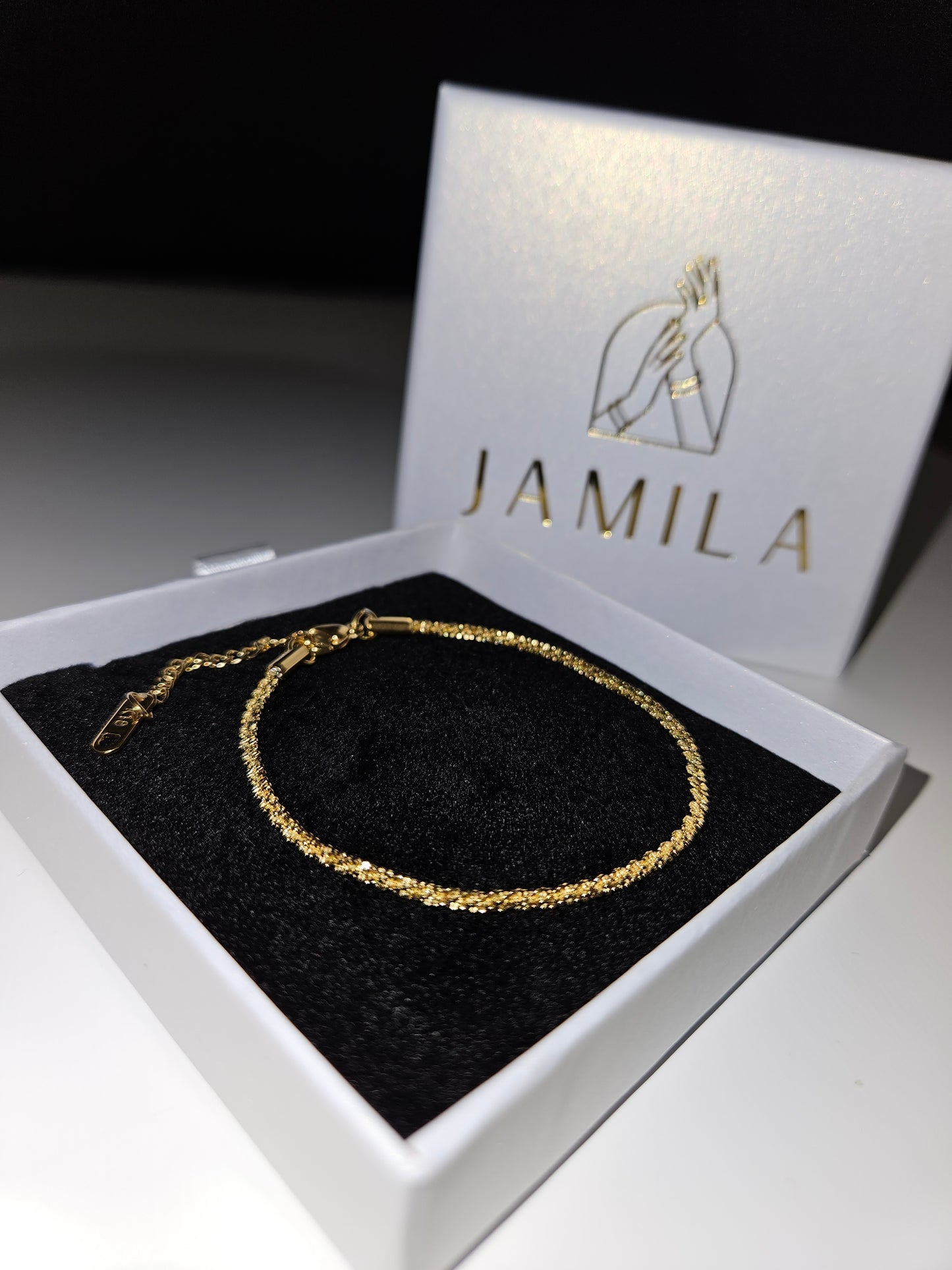Gold Plated Stainless Steel Bracelet: Minimalist Textured Chain
