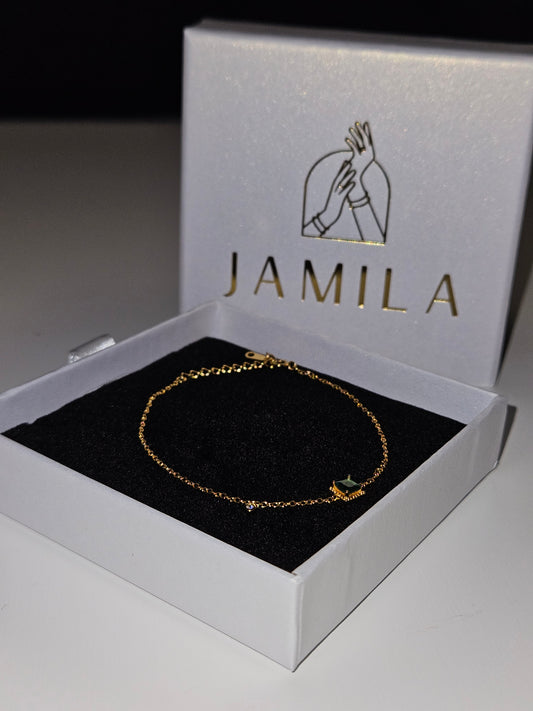 Evergreen Elegance 18k Gold Plated Sterling Silver Bracelet with Emerald Cubic Zirconia