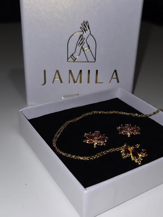 Autumn Leaves Necklace and Stud Earrings set