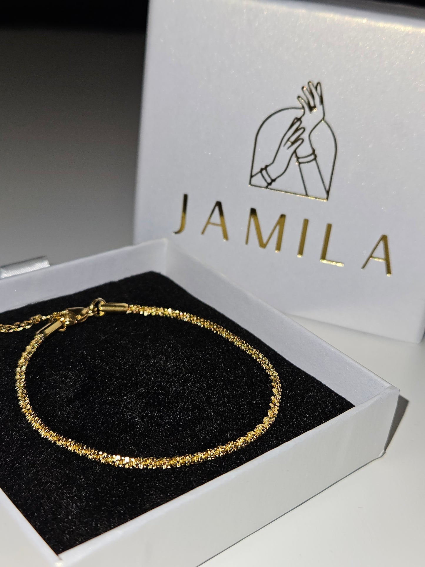 Gold Plated Stainless Steel Bracelet: Minimalist Textured Chain