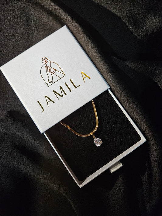 Golden Glow Teardrop Necklace
