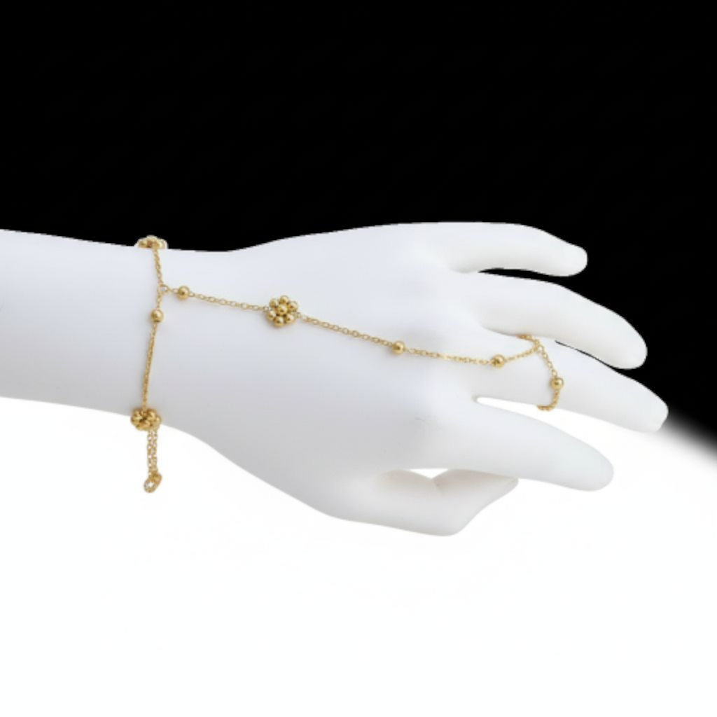 18K Gold Plated Hand Chain – Beaded Flower Detail ✨