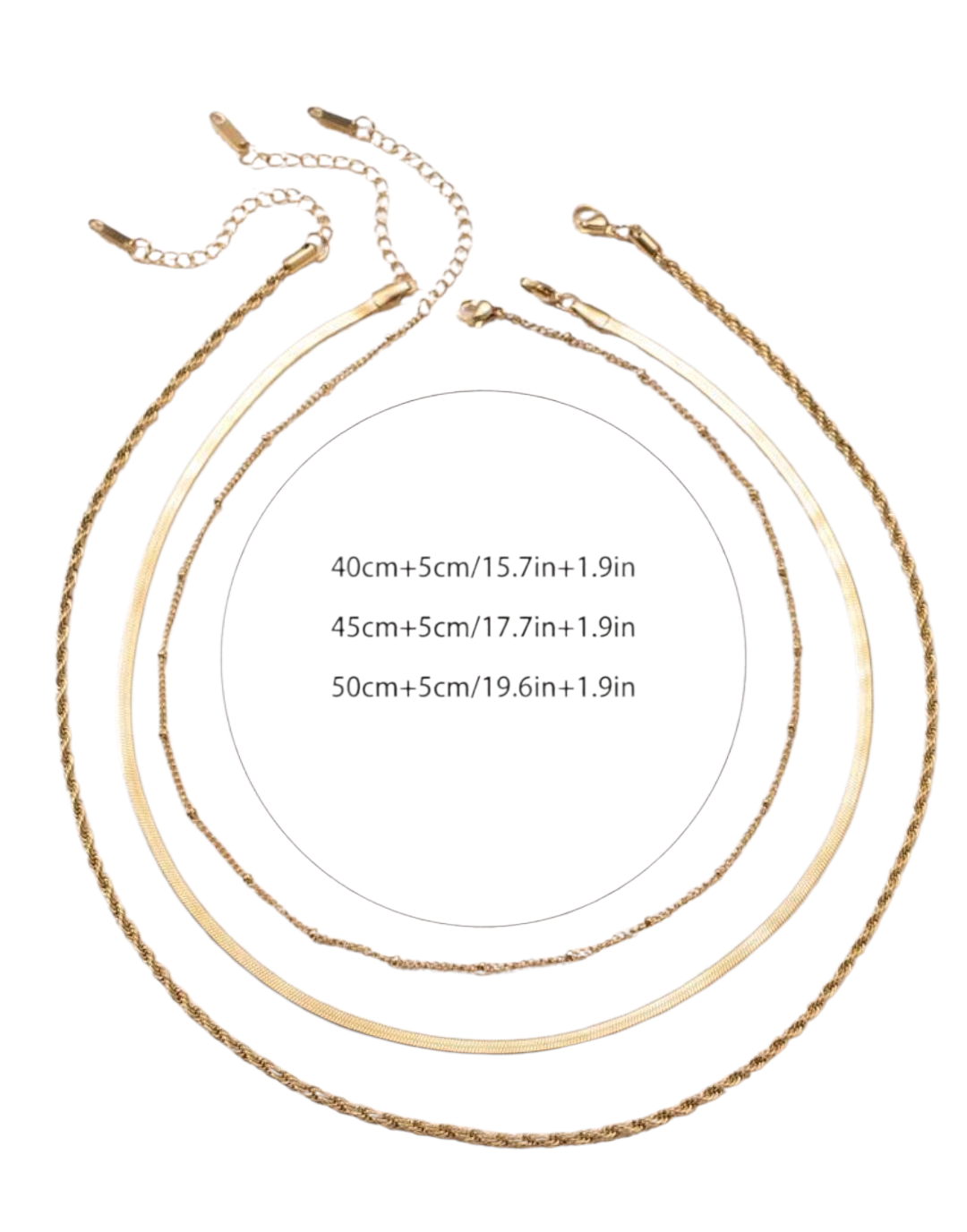 ✨ 3-Layer Gold Plated Necklace – Twist & Herringbone Set ✨