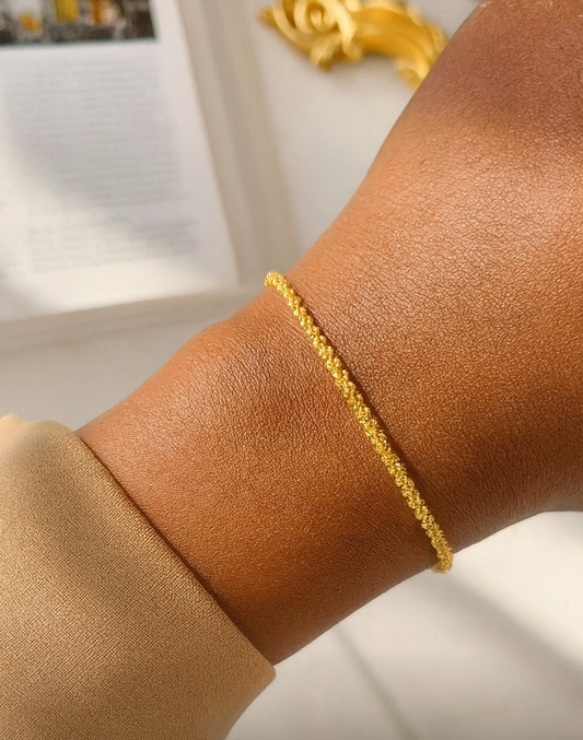 The Nura Gold Plated Stainless Steel Bracelet: Minimalist Textured Chain