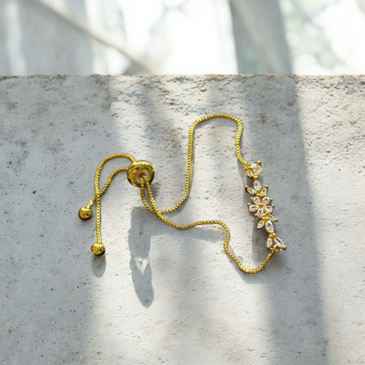 Sparkling Crystal Jasmine Flower Bracelet: Adjustable Floral Jewellery